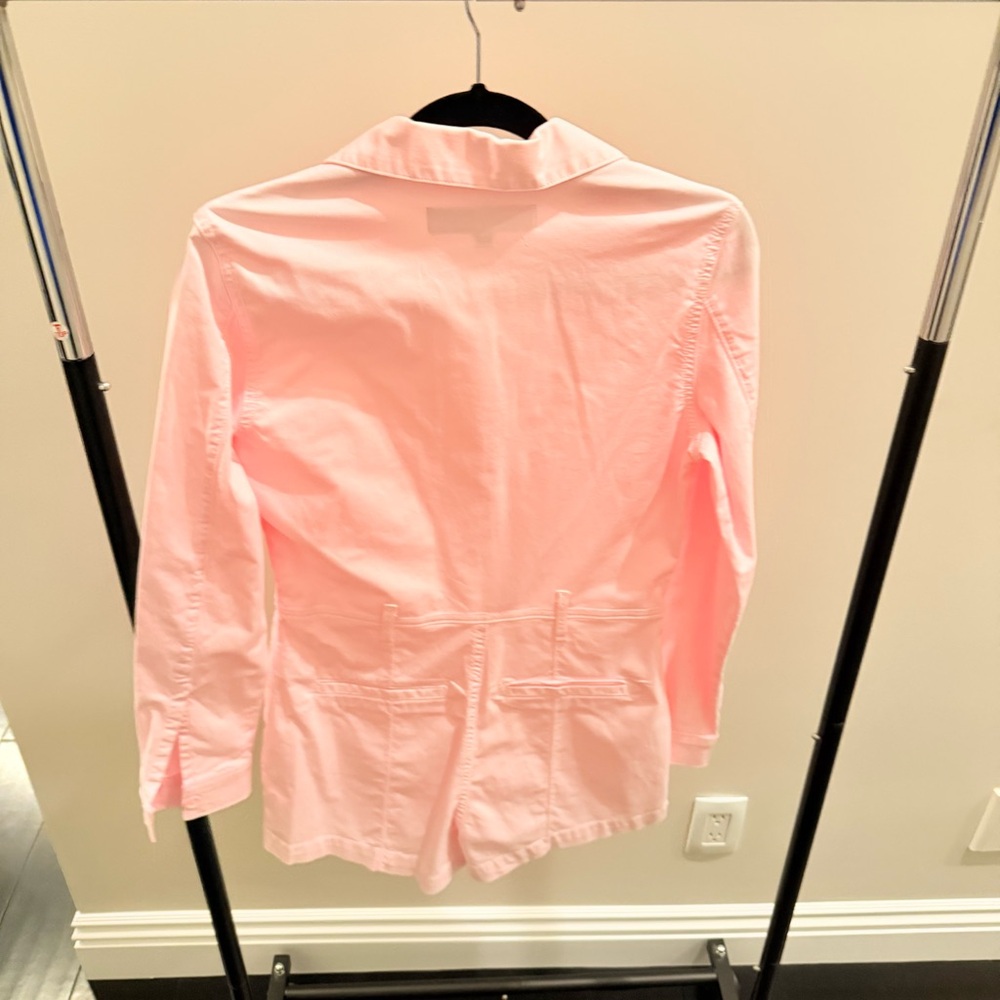 Veronica Beard Winifred Twill Belted Romper in Cherry Blossom | LIKE NEW - Picture 5 of 7